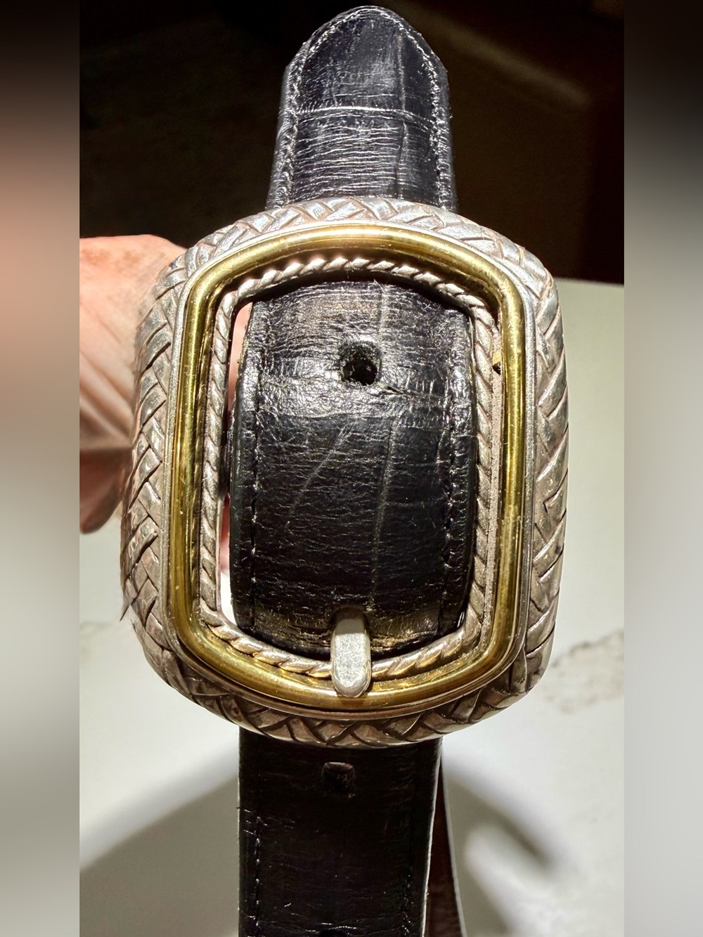 Brighton Reversible Leather Belt Silver/Gold-Toned Hardware, Black/Brown - Picture 7 of 9